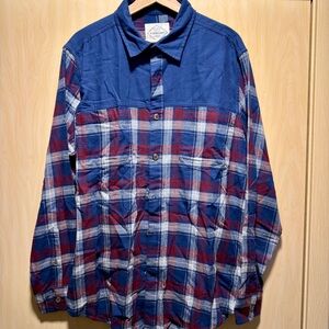 St. John’s Bay Blue and Red Plaid Button-Up Shirt